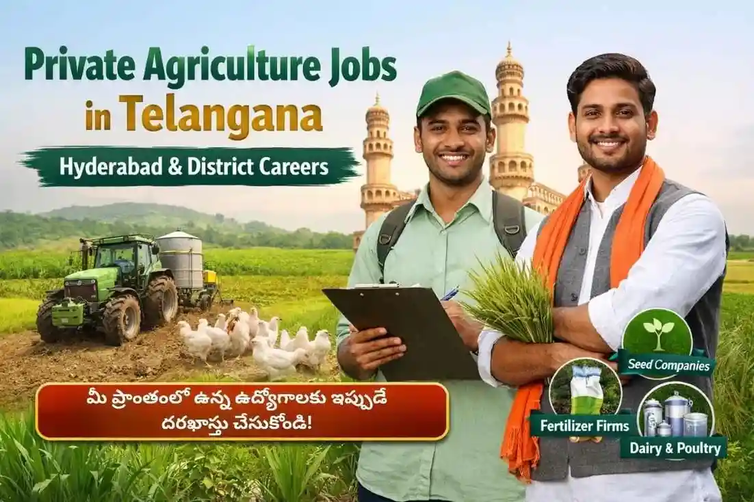 Private Agriculture Careers in Telangana showing agriculture field jobs, seed companies, fertilizer companies and farm work opportunities