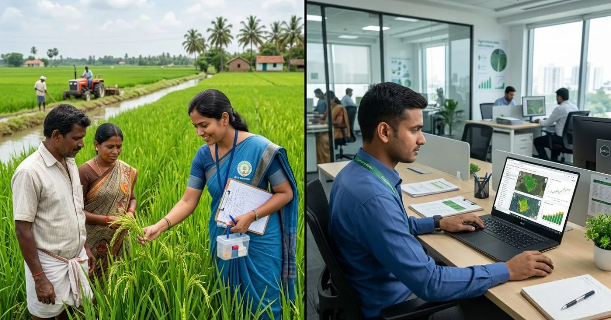 Comparison of government agriculture officer field work and private agriculture professional office work
